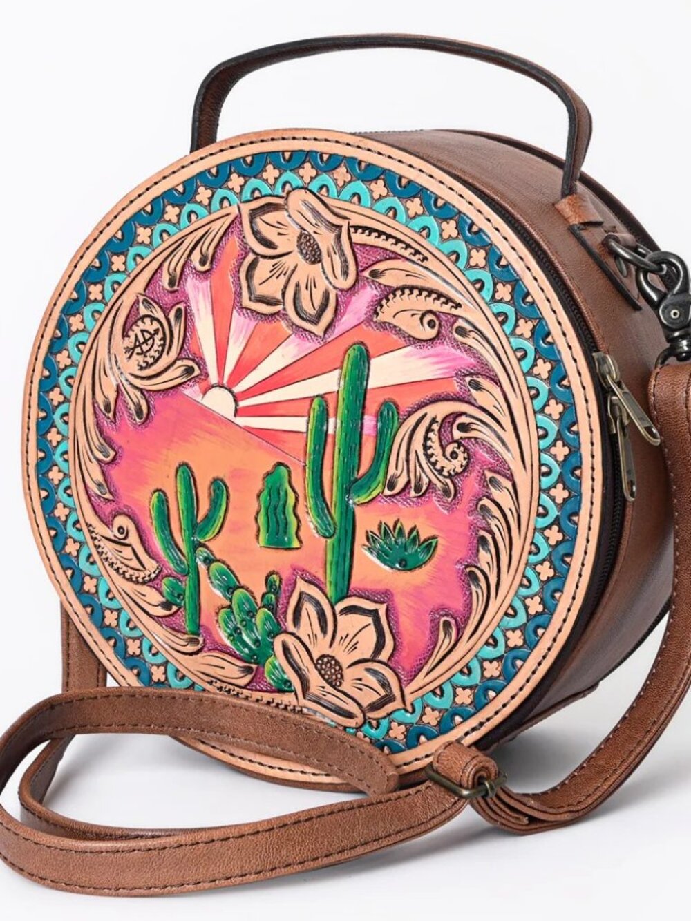 American Darling Desert Sunrise Tooled Crossbody - Picture 3 of 5